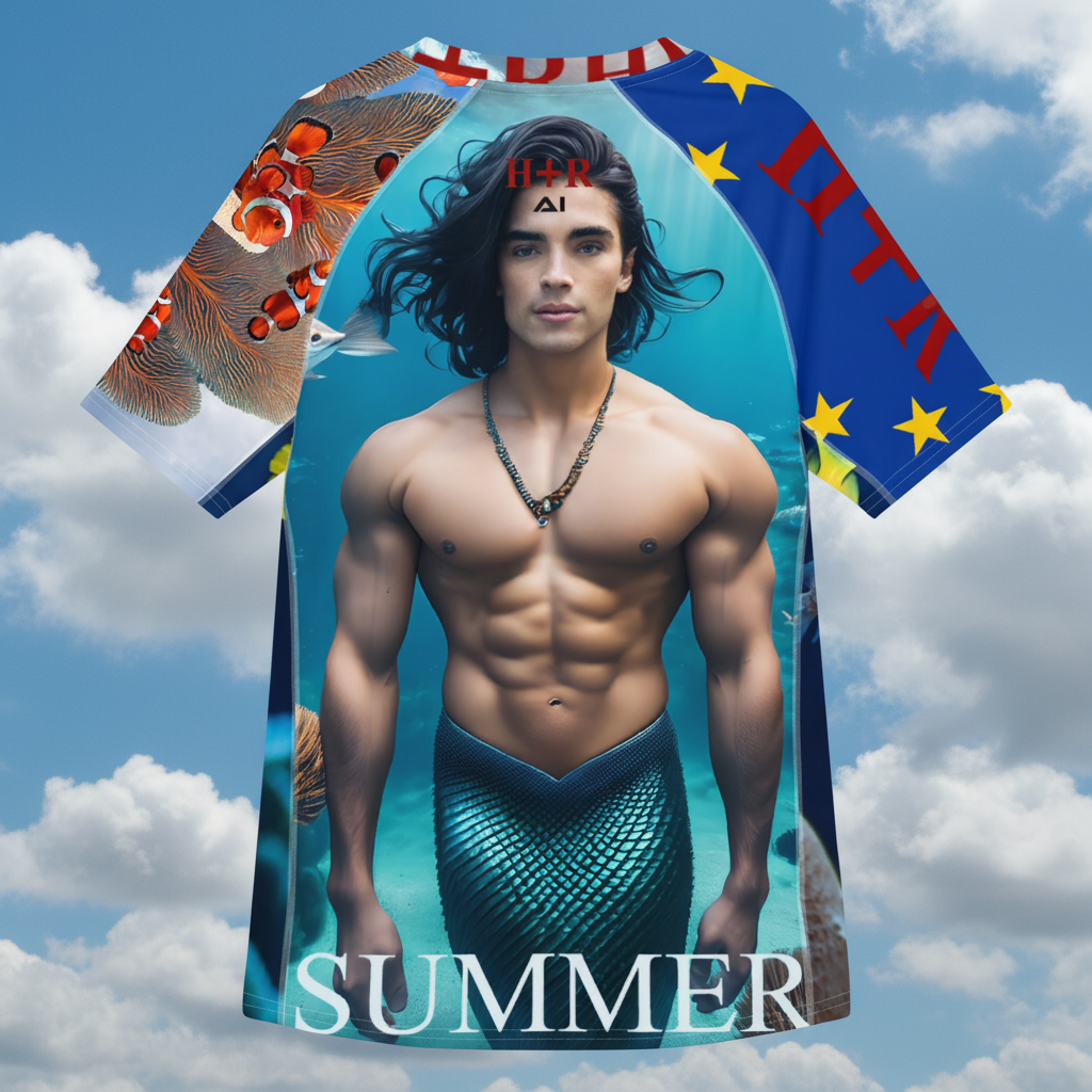 Fashion T.Shirt Beach Summer AI for only Web New Brand HOLLY+RHUDOLF exclusive.This color graphic Summer Beach AI for the young rebel boys, girls, +, who goes to Beach , who likes to have fun in the evening drinking a Coca Cola, dancing all night long, and Love AI.
Style: The Holly+Rhudolf AI Summer T-Shirt is an exclusive limited-edition piece — where new aestetich artificial intelligence meets summer culture and streetwear.